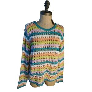 Ady P. Size M Medium Crochet Style Long Sleeve Sweater Knit Top $88